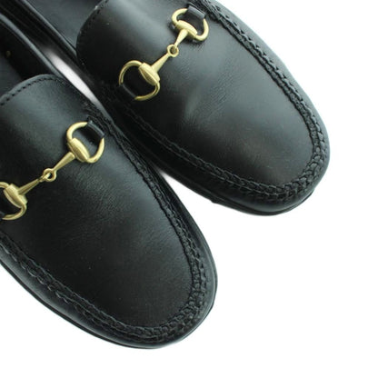 Gucci Loafers Leather Horsebit Square Toe Logo Black 6.5 — view 3