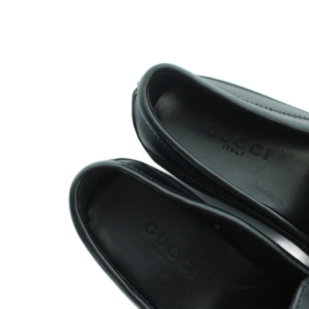 Gucci Loafers Leather Horsebit Square Toe Logo Black 6.5 — view 4