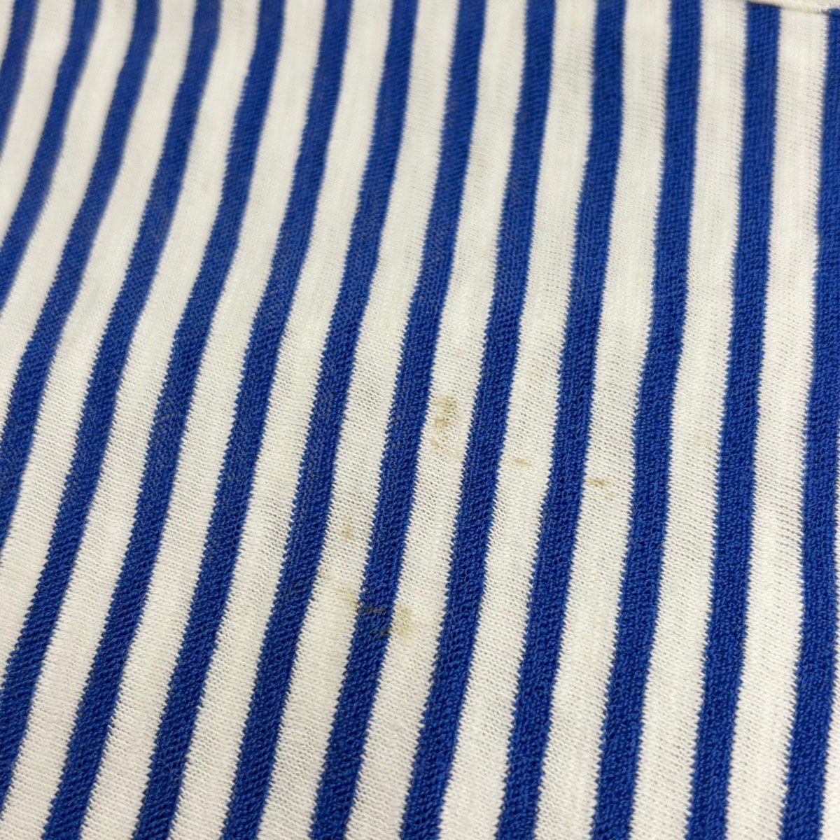 Chanel CC Logo Striped Shirred T-Shirt Blue White 34 — view 7