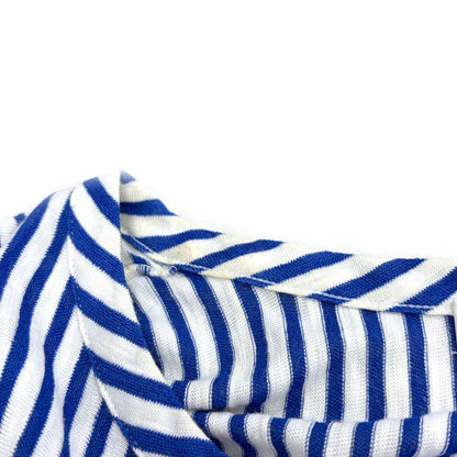 Chanel CC Logo Striped Shirred T-Shirt Blue White 34 — view 6