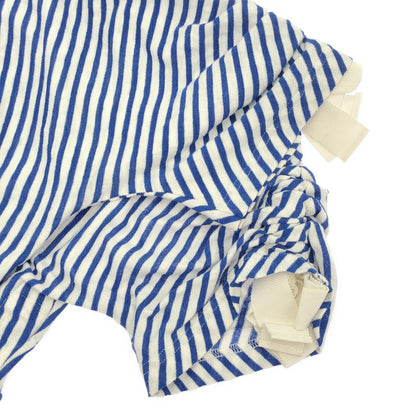 Chanel CC Logo Striped Shirred T-Shirt Blue White 34 — view 5