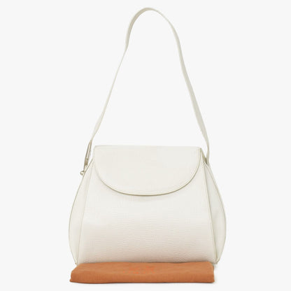Loewe Leather Shoulder Bag Calfskin Musical Note Shape Metal White Flap
