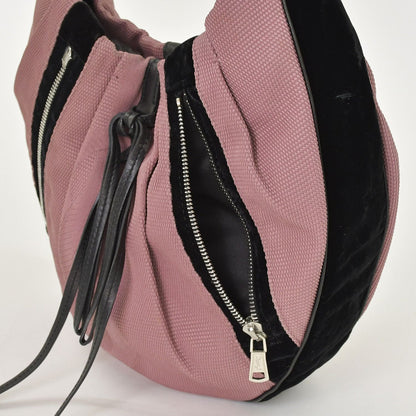 Saint Laurent Yves Monsaba Shoulder Bag Pink Canvas — view 6