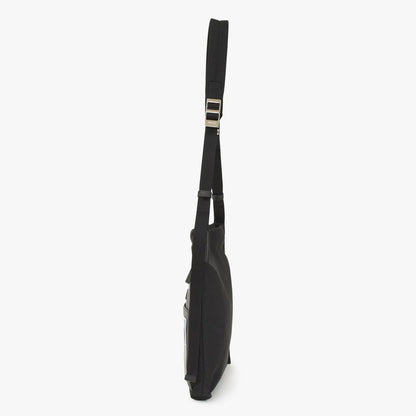 Prada Shoulder Bag Triangle Logo Black Silver Nylon Leather — view 2