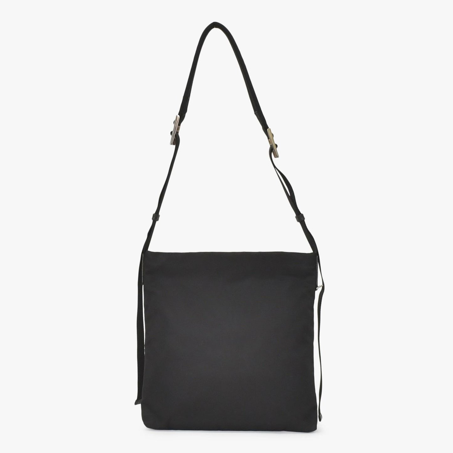 Prada Shoulder Bag Triangle Logo Black Silver Nylon Leather — view 3