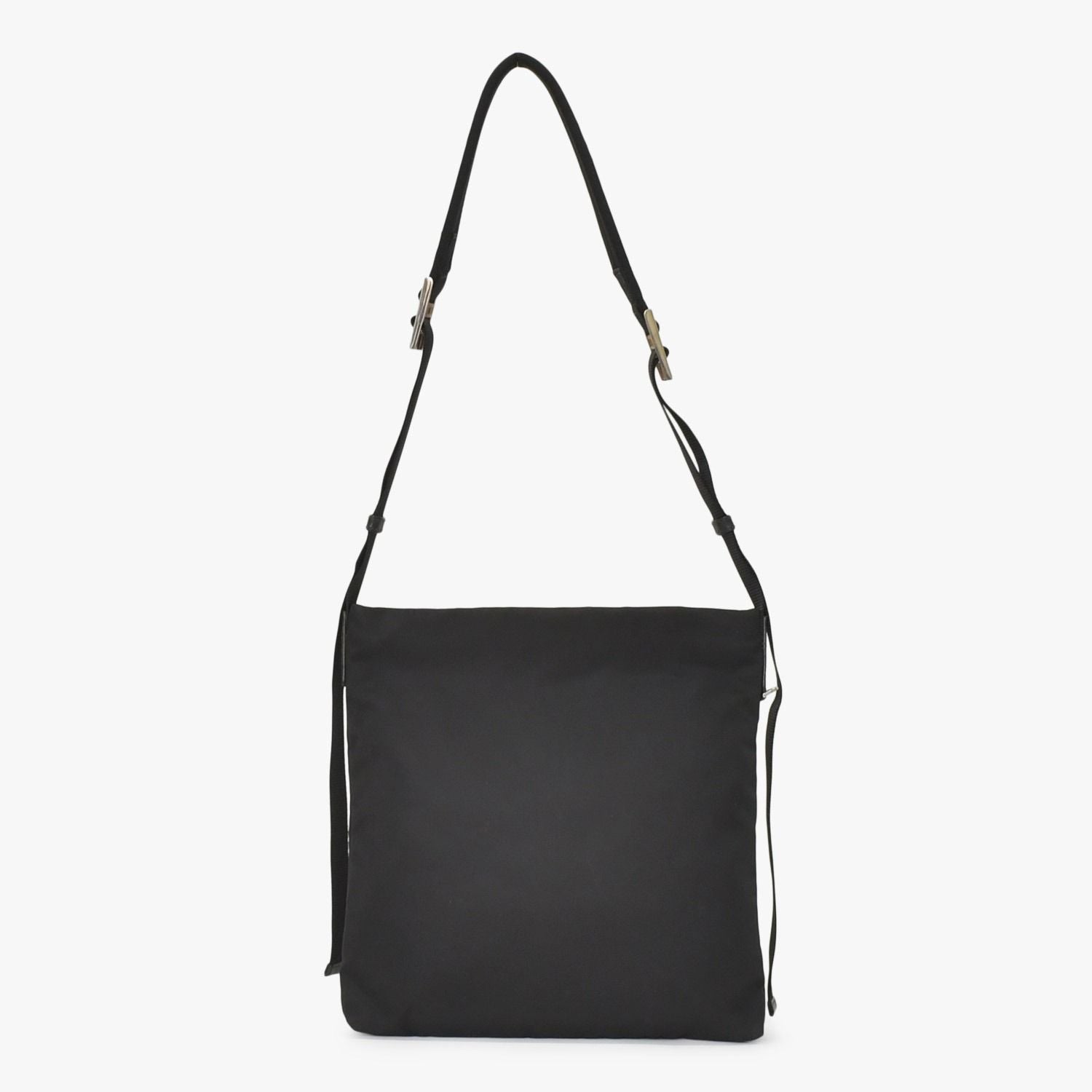 Prada Shoulder Bag Triangle Logo Black Silver Nylon Leather — view 3