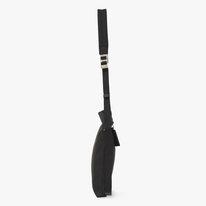 Prada Shoulder Bag Triangle Logo Black Silver Nylon Leather — view 4