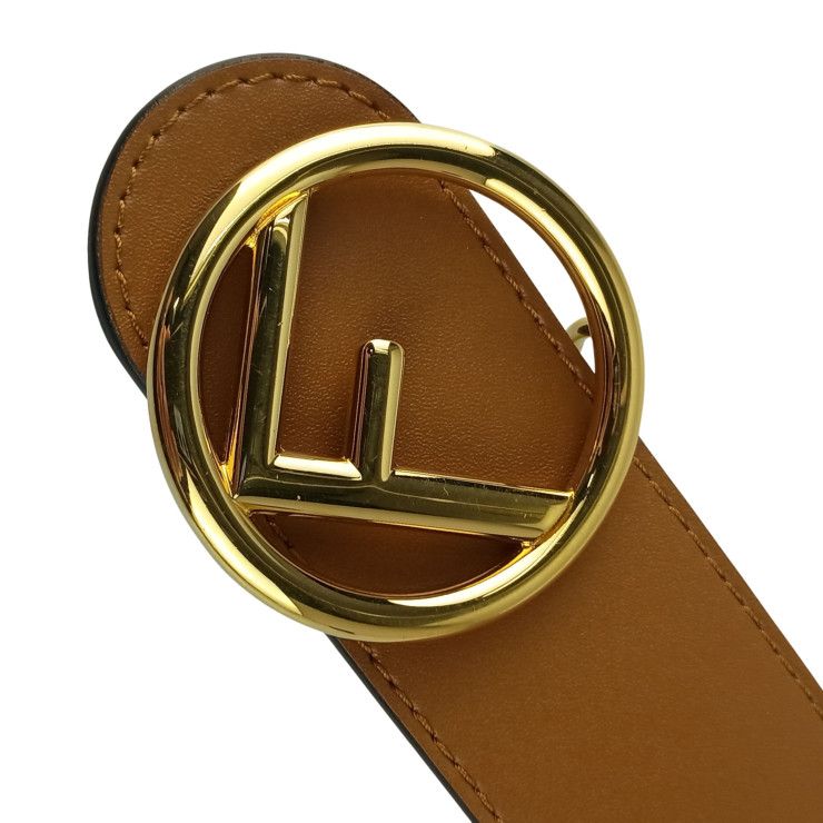 Fendi Belt F's Brown Leather Reversible Gold — view 4