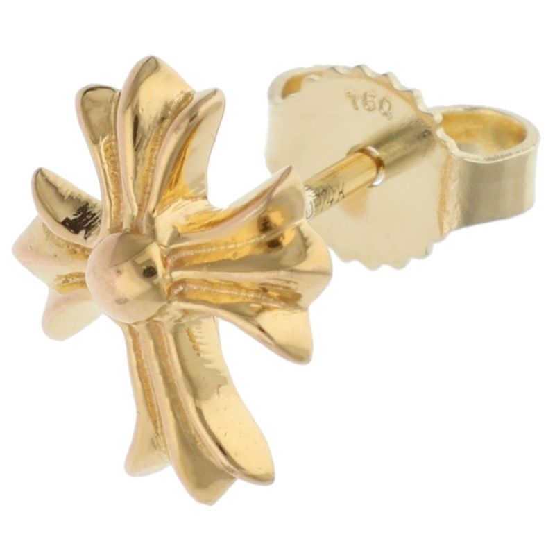 Chrome Hearts 22K No2 CH 22K CH Cross Stud Gold Earrings