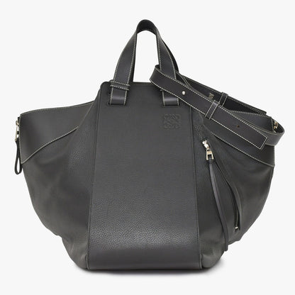 Loewe Hammock Large Shoulder Bag Leather Black Silver