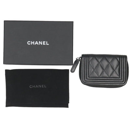 Chanel Boy So Black Lambskin Round Zip Card Case — view 3