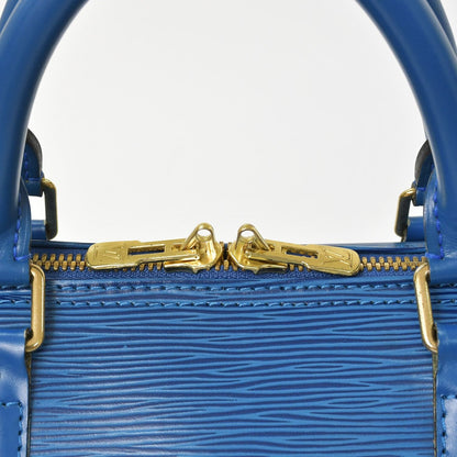 Louis Vuitton Epi Keepall 55 Boston Bag Leather Blue Logo — view 6