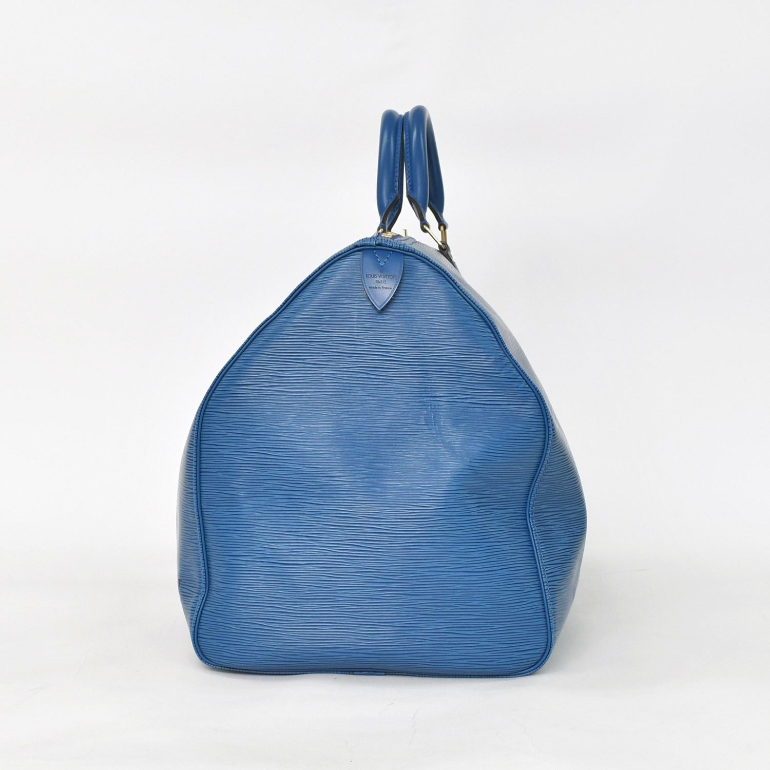 Louis Vuitton Epi Keepall 55 Boston Bag Leather Blue Logo — view 2