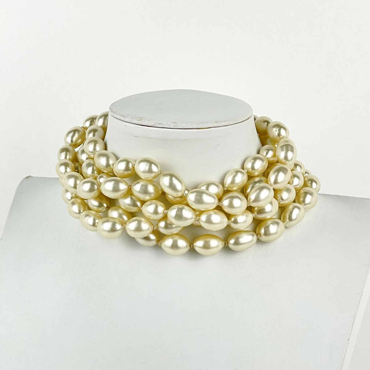 Chanel Faux Pearl Necklace 5 Row Choker White — view 8