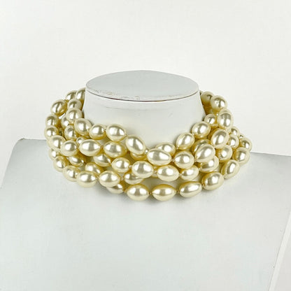 Chanel Faux Pearl Necklace 5 Row Choker White — view 8