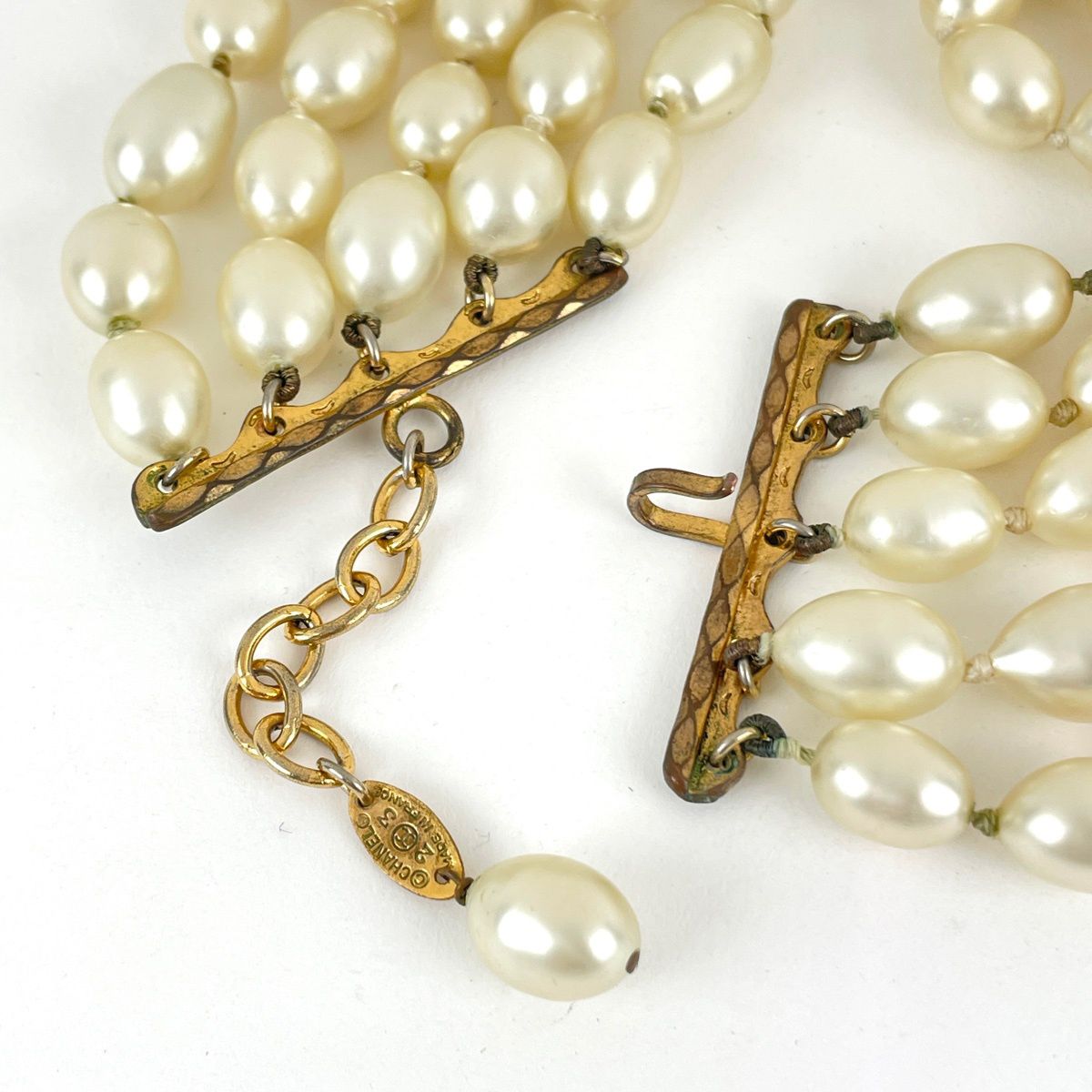 Chanel Faux Pearl Necklace 5 Row Choker White — view 3