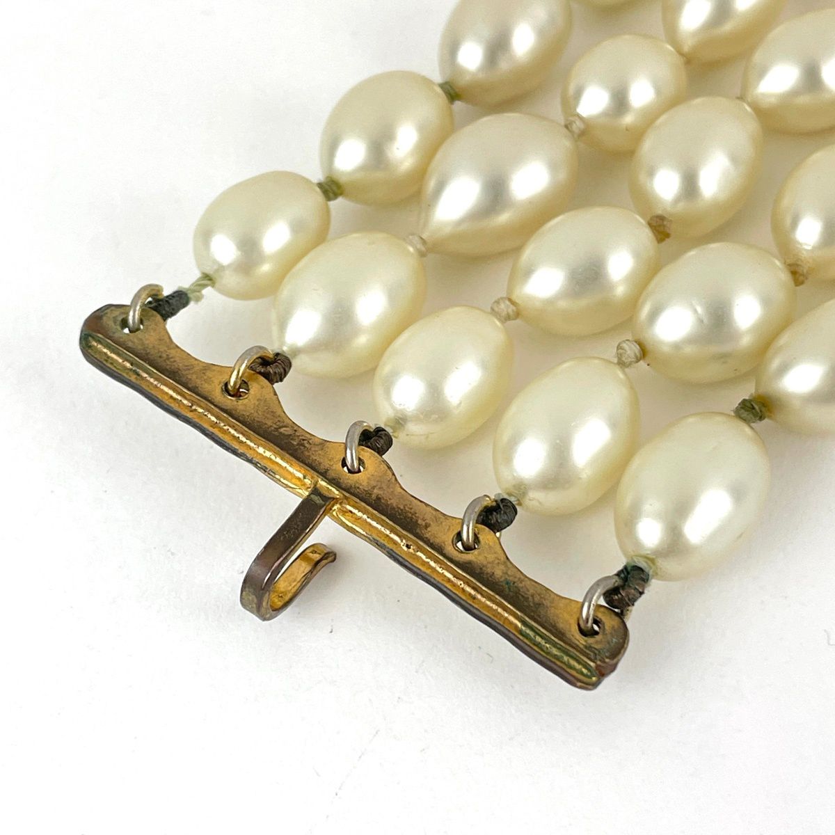 Chanel Faux Pearl Necklace 5 Row Choker White — view 5