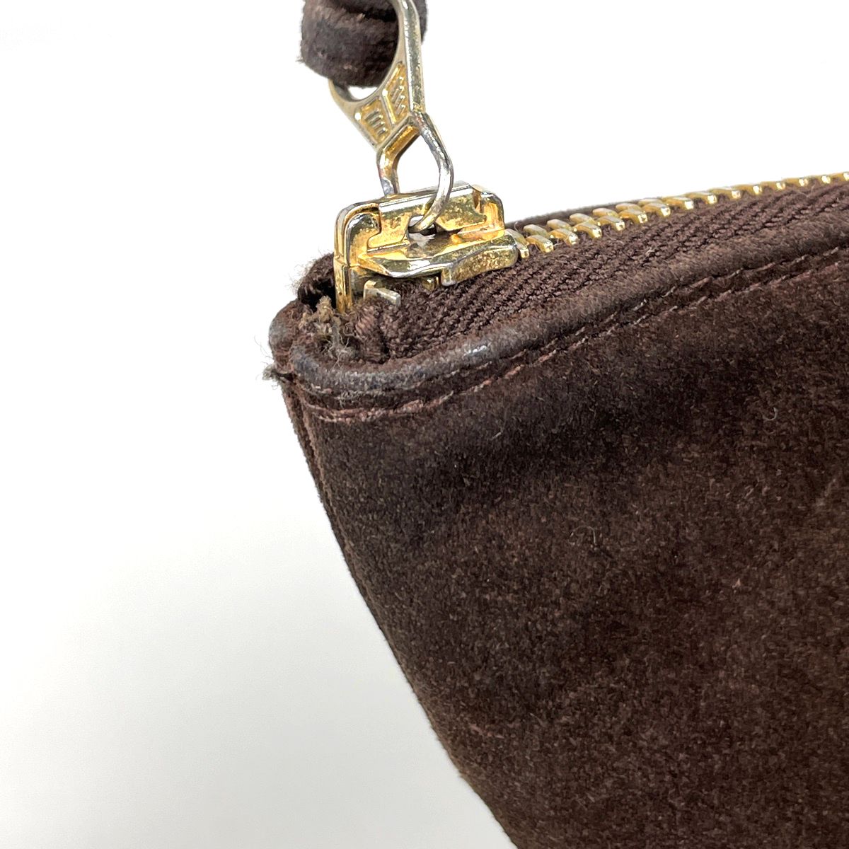 Chanel CC Logo Fringe Tote Bag Suede Brown — view 4