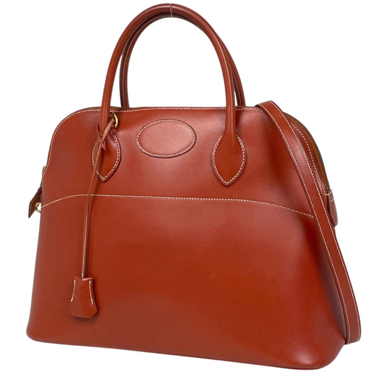 Hermes Bolide 35 2-Way Handbag Box Calf Red Brown
