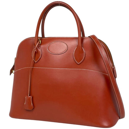 Hermes Bolide 35 2-Way Handbag Box Calf Red Brown