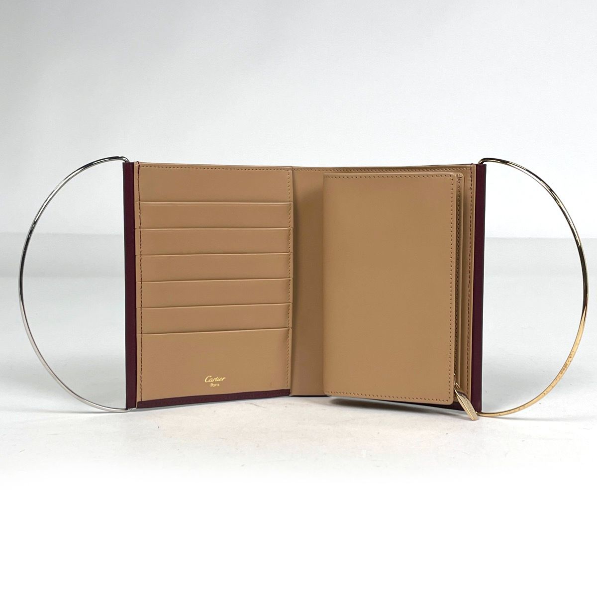 Cartier Logo Handbag Trinity Wallet Leather Bordeaux — view 7