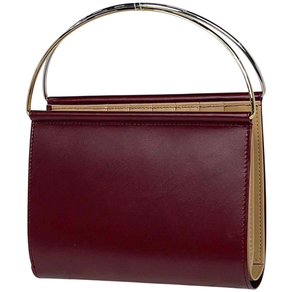 Cartier Logo Handbag Trinity Wallet Leather Bordeaux