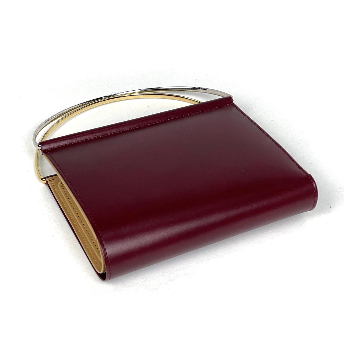 Cartier Logo Handbag Trinity Wallet Leather Bordeaux — view 2