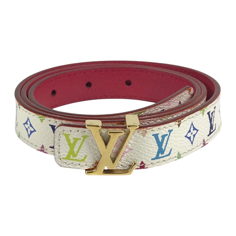 Louis Vuitton Belt Ceinture Initial Monogram Multicolor Canvas Blanc