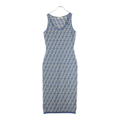 Fendi Zucca Pattern Sleeveless Dress Navy Beige Auhw