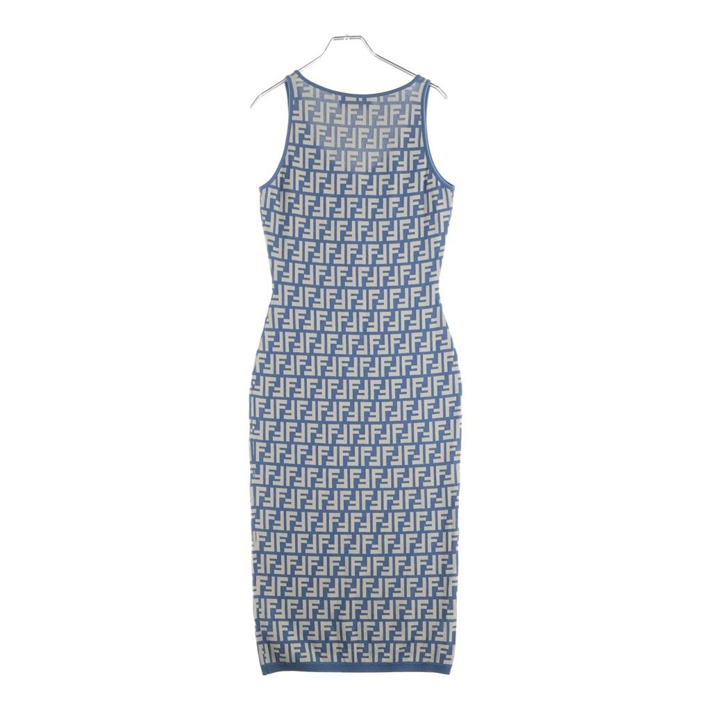 Fendi Zucca Pattern Sleeveless Dress Navy Beige Auhw — view 2