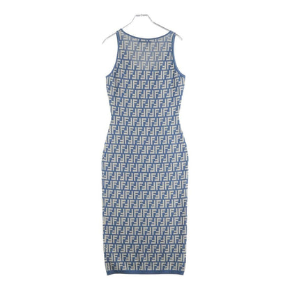 Fendi Zucca Pattern Sleeveless Dress Navy Beige Auhw — view 2