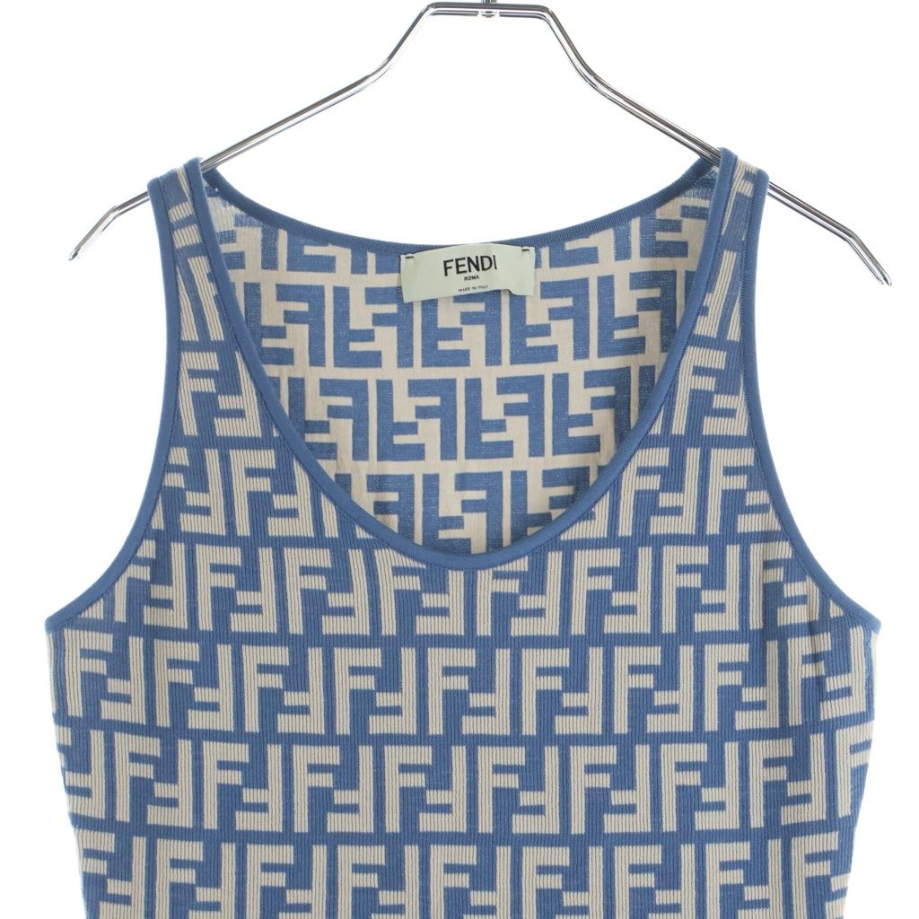 Fendi Zucca Pattern Sleeveless Dress Navy Beige Auhw — view 3
