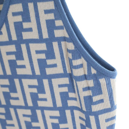 Fendi Zucca Pattern Sleeveless Dress Navy Beige Auhw — view 6