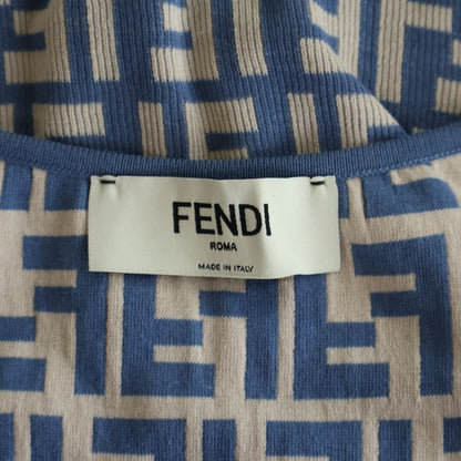 Fendi Zucca Pattern Sleeveless Dress Navy Beige Auhw — view 7