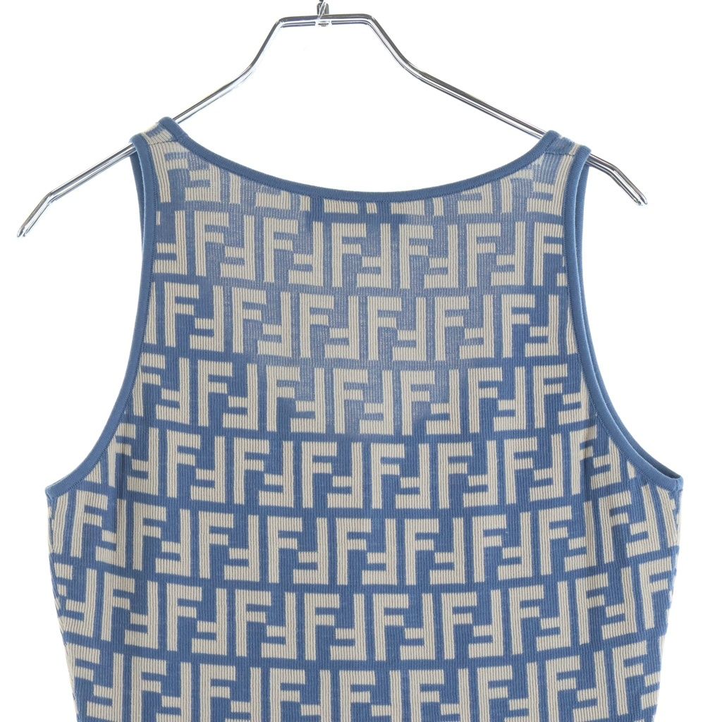 Fendi Zucca Pattern Sleeveless Dress Navy Beige Auhw — view 4