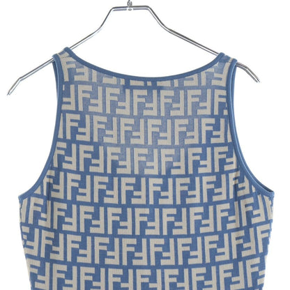 Fendi Zucca Pattern Sleeveless Dress Navy Beige Auhw — view 4
