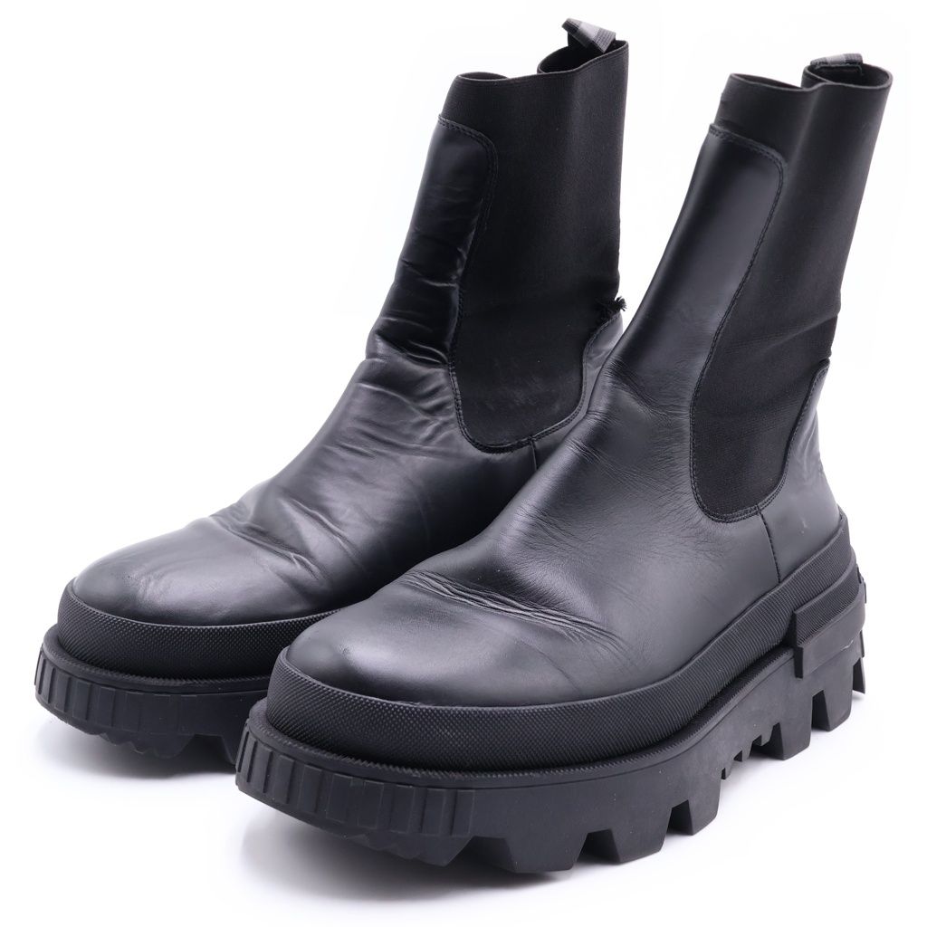 Moncler Neue Chelsea Side Gore Leather Boots Black — view 2