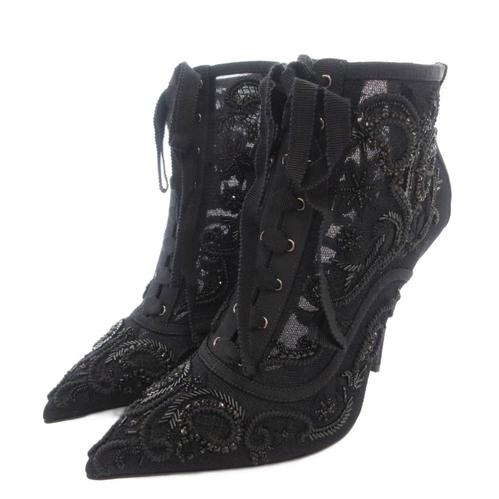 Dolce & Gabbana Boots Short Lace Visual High Heels Black 37