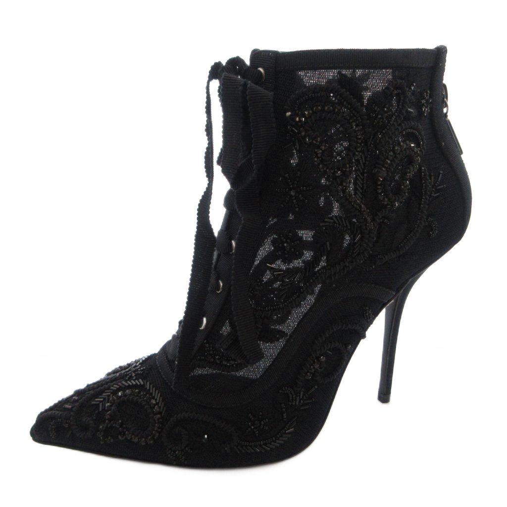 Dolce & Gabbana Boots Short Lace Visual High Heels Black 37 — view 2