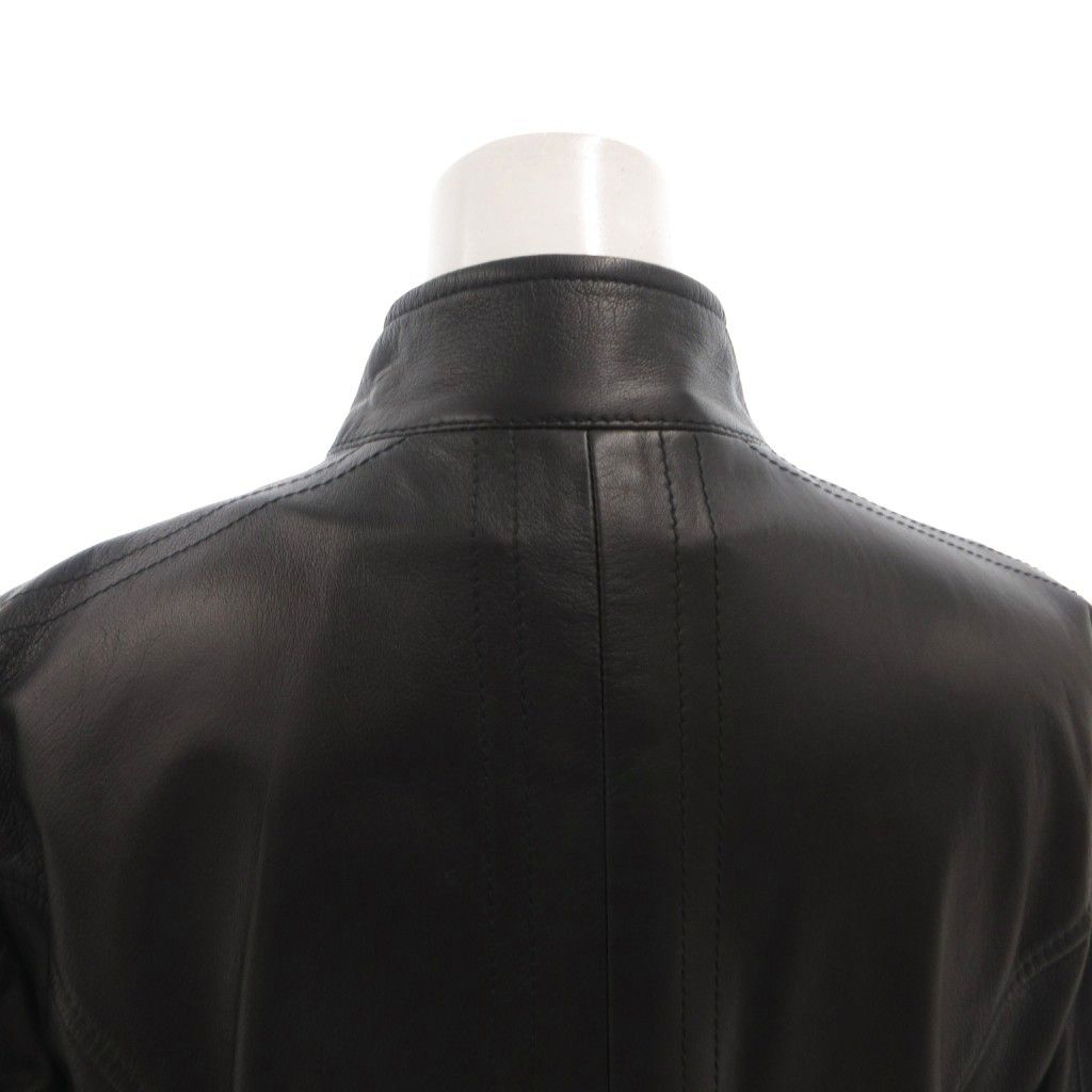 Dolce & Gabbana Leather Jacket Rider's Lining Leopard Pattern Zip Up 40 Black — view 5