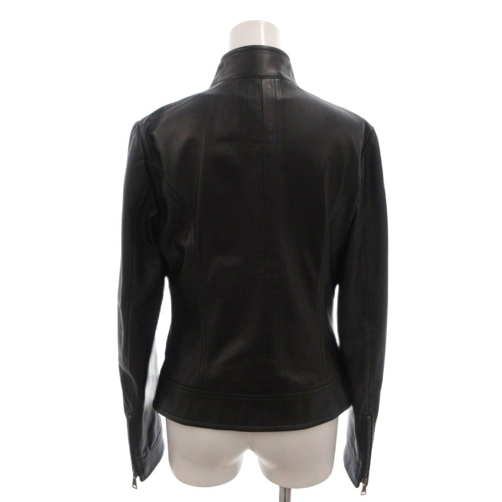 Dolce & Gabbana Leather Jacket Rider's Lining Leopard Pattern Zip Up 40 Black — view 2