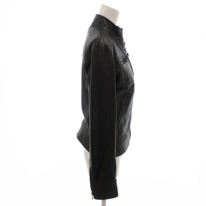 Dolce & Gabbana Leather Jacket Rider's Lining Leopard Pattern Zip Up 40 Black — view 3