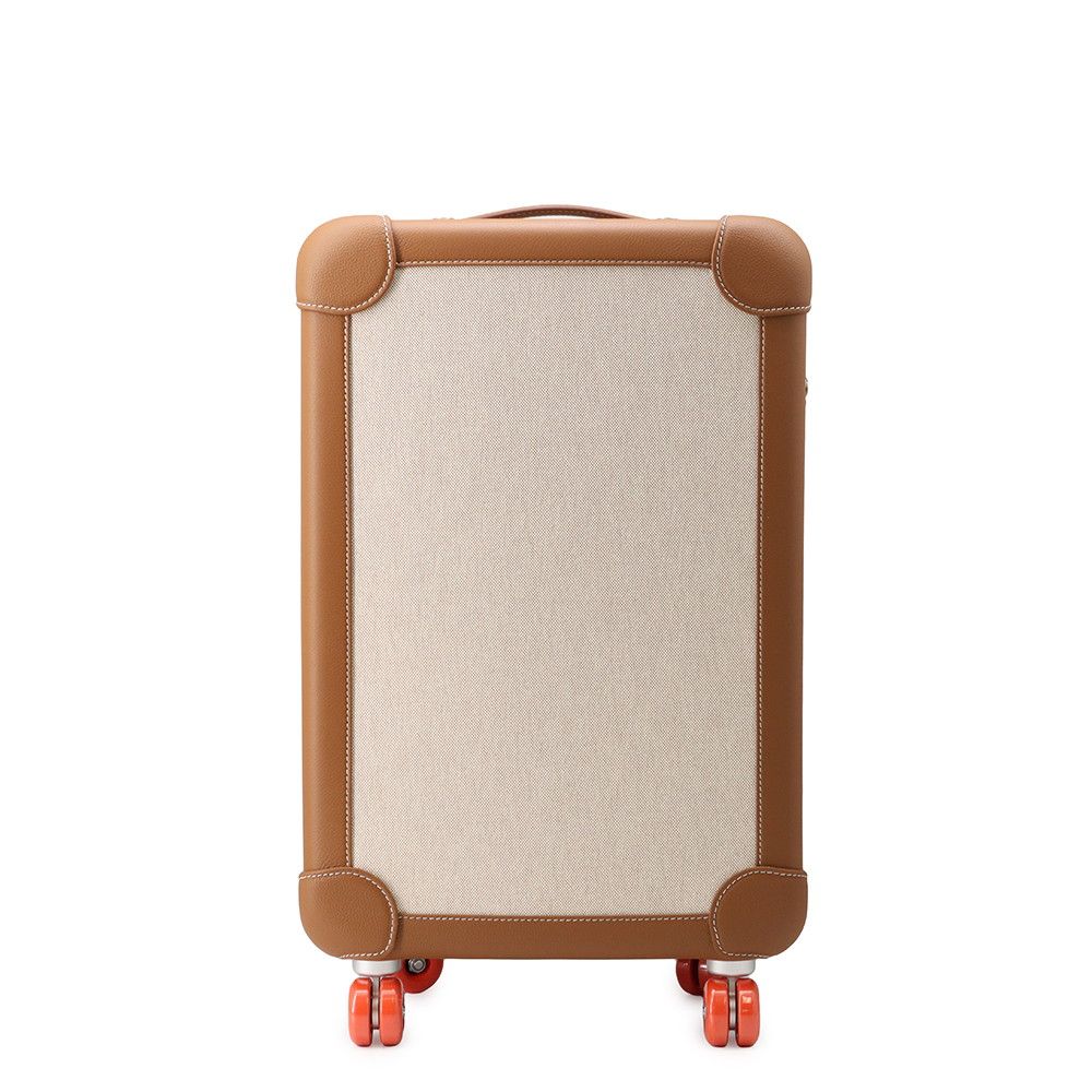 Hermes Carry Case Low Mobility Suitcase Gold Silver Toile H Taurillon