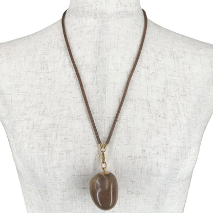 Hermes Wood Brown Necklace Gold — view 3