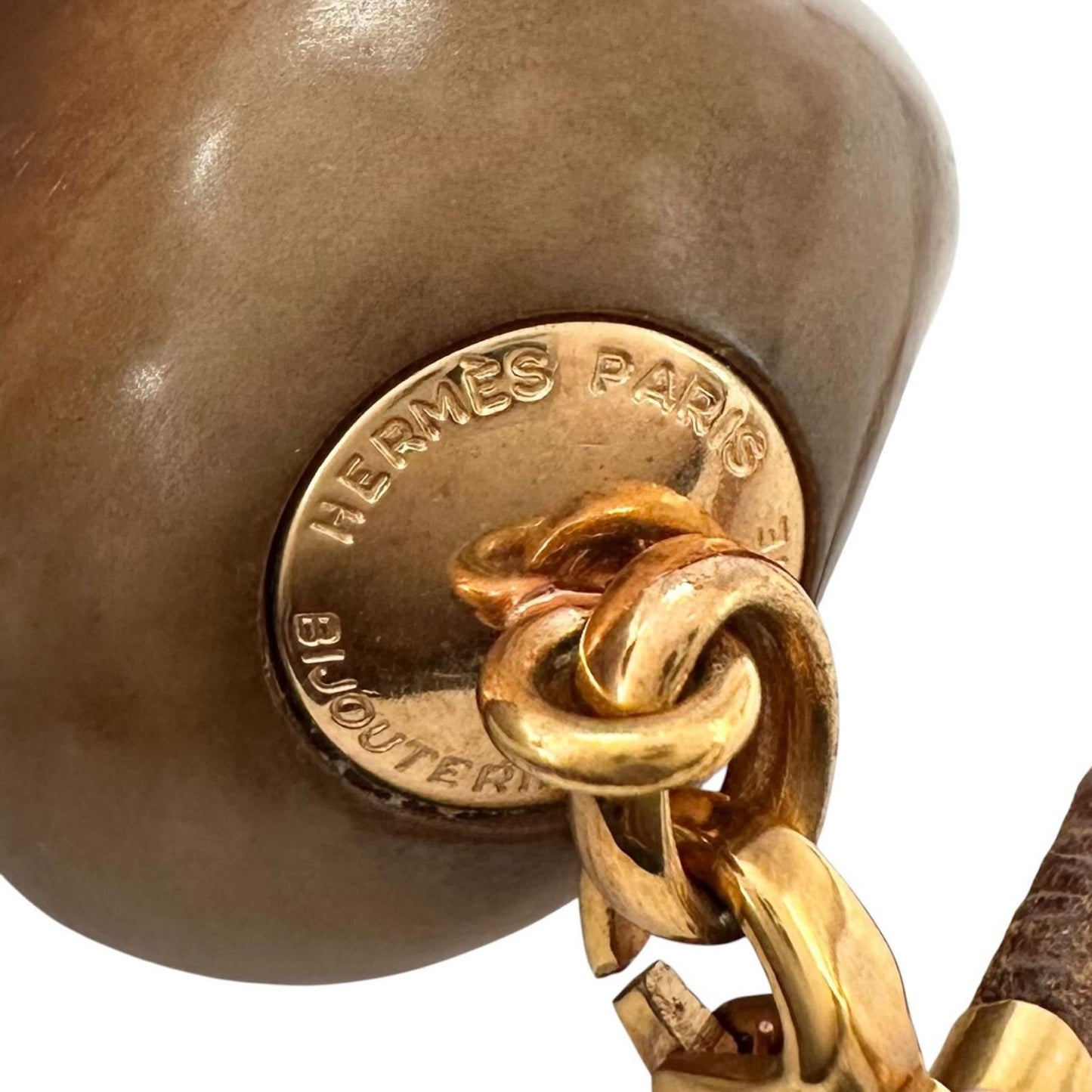 Hermes Wood Brown Necklace Gold — view 5