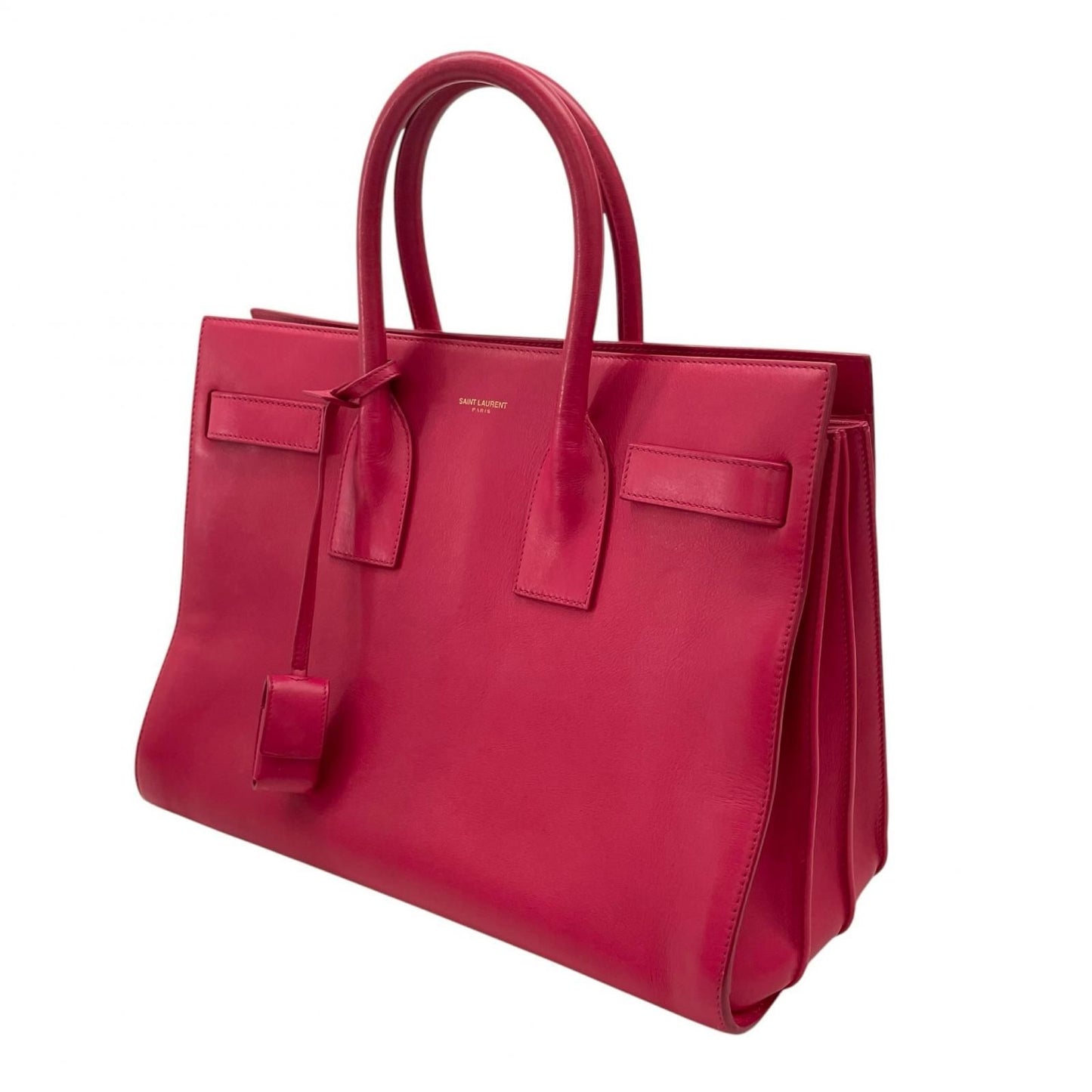 Saint Laurent Paris Sac de Jour Leather Pink Handbag Gold — view 4