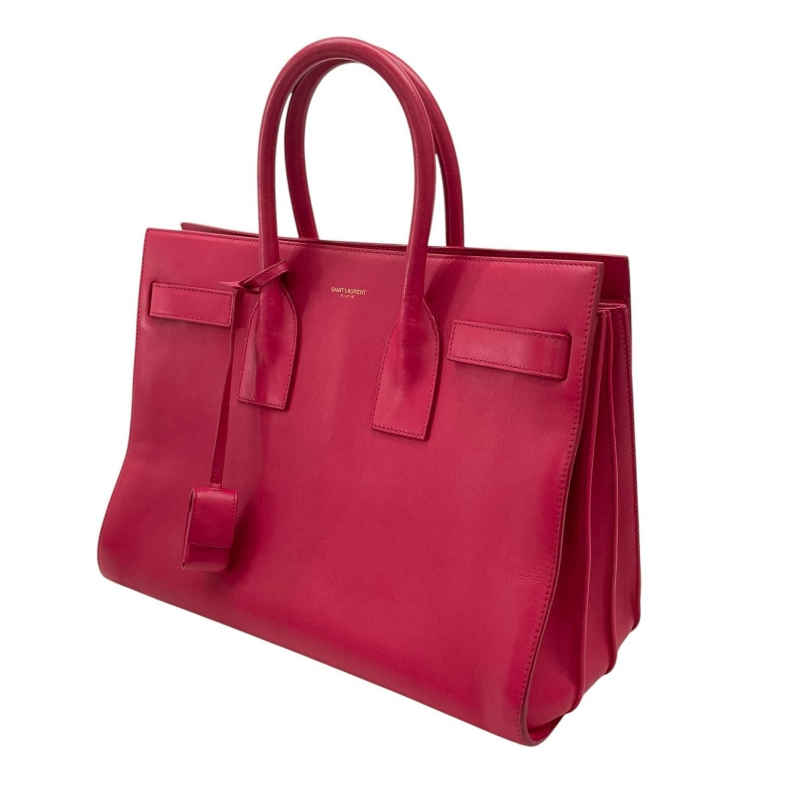 Saint Laurent Paris Sac de Jour Leather Pink Handbag Gold — view 4