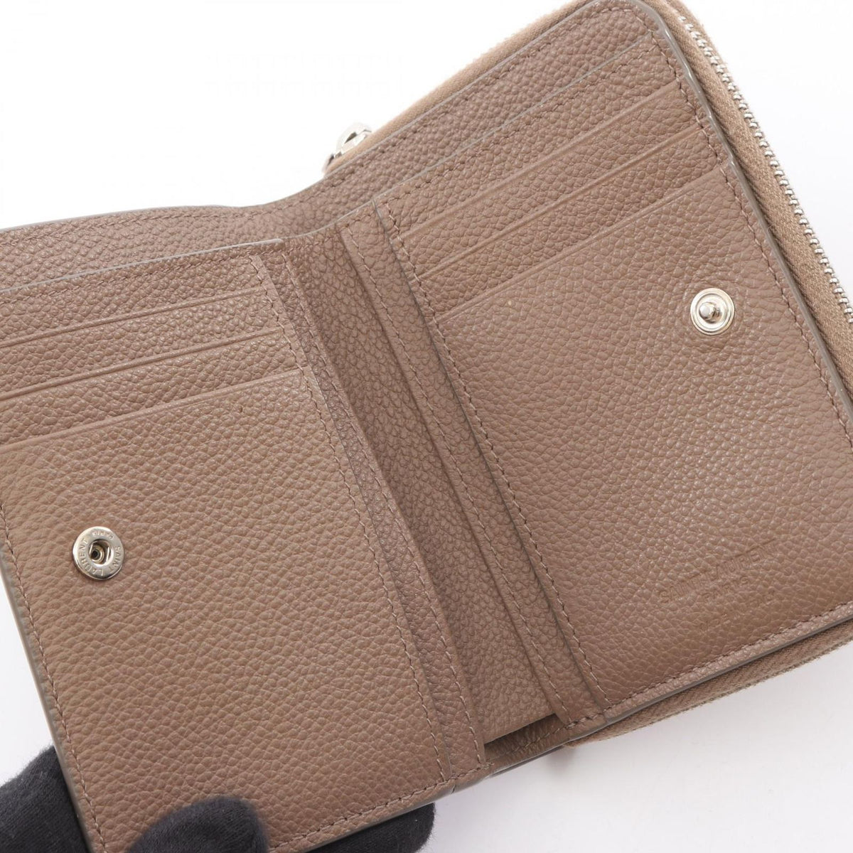 Saint Laurent Paris Bifold Wallet Rive Gauche Gray Leather Compact — view 3