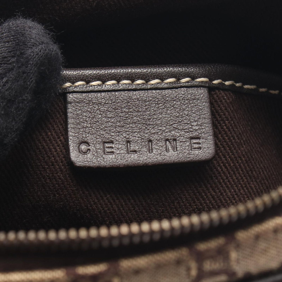 Celine Shoulder Bag Macadam Beige Canvas Leather Mini — view 4