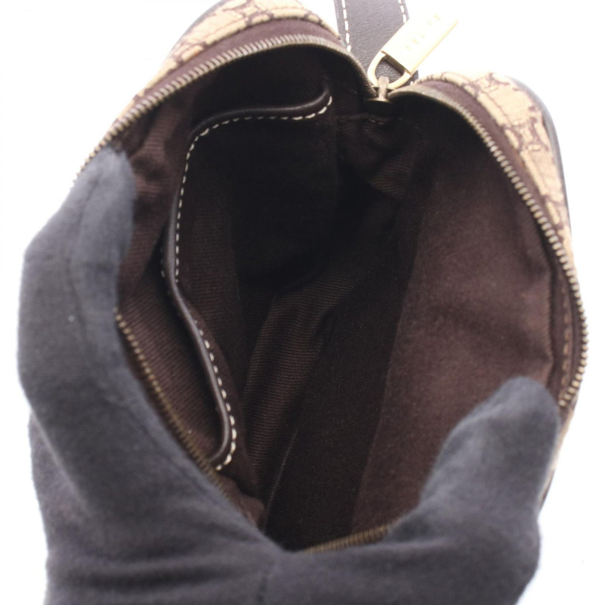 Celine Shoulder Bag Macadam Beige Canvas Leather Mini — view 3